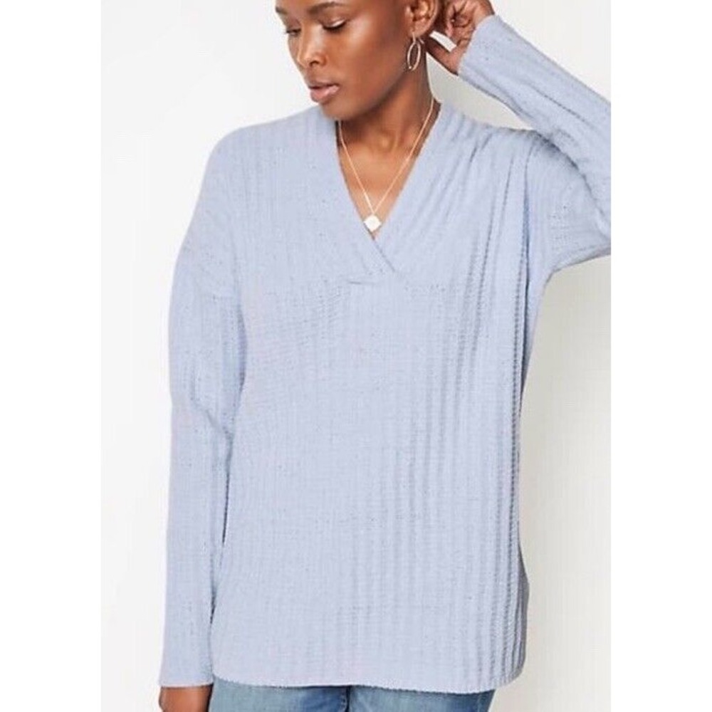 J. Jill Chenille Oversized Sweater V Neck Pullover Women's‎ Baby Blue Size PXS